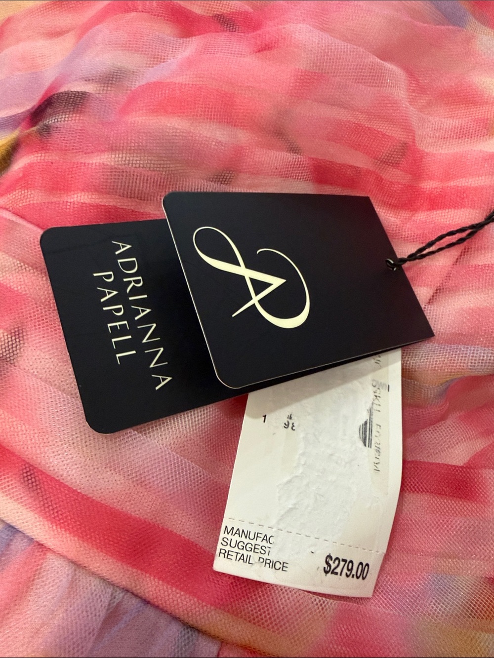 NWT Adrianna Papell $279 MSRP Off-Shoulder Pink Floral Chiffon Floral Maxi Gown - Picture 7 of 9